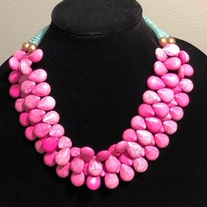 Pink and Teal Statement Necklace